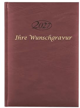 Livepac-Office Buchkalender 2027 mit Gravur/Chefkalender/Farbe: bordeaux