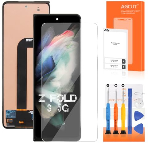 AGCUT Schermo LCD per Samsung Z Fold 3 5G LCD Display per Galaxy Z Fold3 5G SM-F926B SM-F926U 6,2 Pollici Touch Vetro Anteriore Assemblea di Riparazione con Strumenti (Nero, senza Impronta)