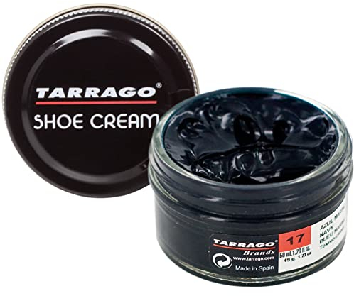 Tarrago | Crème pour chaussures 50 ml | Crème nourrissante, polissante et protectrice pour chaussures, chaussures, sacs et accessoires en cuir, cuir et cuir synthétique (bleu marine 17)