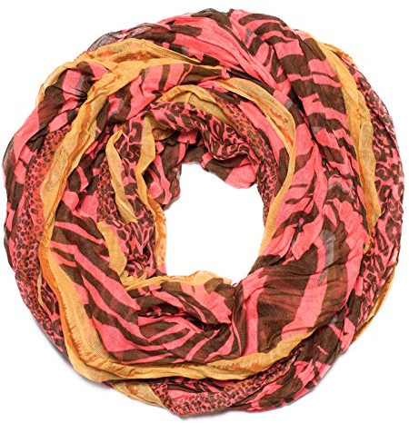 Kandharis Schal Leichte Loopschal Schlauchschal Rundschal Leo Leooptik Mix-Muster Mehrfarbig Pink