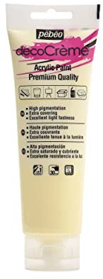 Pébéo Peinture Acrylique Texture Crème pour la Décoration - Finition Mate - 120 ML - Jaune Pastel