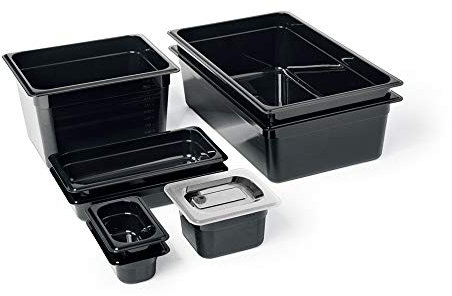 WAS 9516 065 Serie 95 Xtra Preiswert Polycarbonat GN 1/6 Behälter, Schwarz, 16.2cm Länge, 17.6cm Breite, 6.5cm Höhe