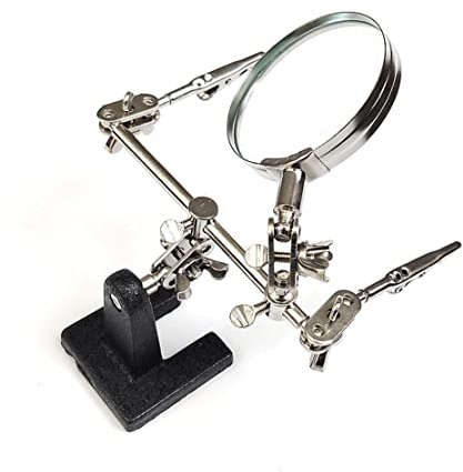 JZK Terza mano con clip in coccodrillo + lente d'ingrandimento 8x + base di ghisa pesante per saldatura e produzione di gioielli