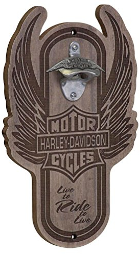 Harley-Davidson Apribottiglie in legno magnetico con barra alata e scudo HDL-18570
