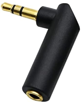 CABLEPELADO Adaptador Audio Jack 3.5 mm ángulo acodado 90º de 3 Pin | Adaptador Auriculares Jack 3.5 mm | Apto para Altavoces, Auriculares, Móvil, Tablet, MP3 | Negro