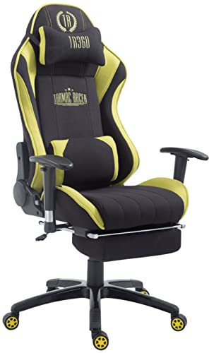 CLP Racing Gaming Bürostuhl Shift XL mit Stoffbezug I Gamingstuhl mit Laufrollen I Drehstuhl mit Fußstütze I erhältlich, Farbe:schwarz/grün, Fußablage:mit Fußablage