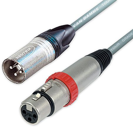 Switched Neutrik XLR to XLR Cables. Van Damme Balanced Cable. NC3FXS Mic Leads (5m, Grey)