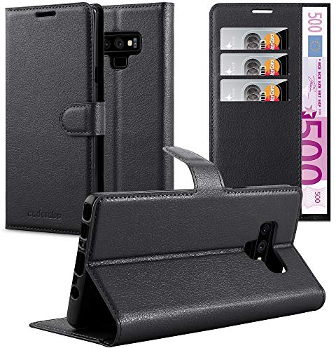 Cadorabo Hülle kompatibel mit Samsung Galaxy Note 9 Handyhülle aus Kunst Leder Flip Klappbare Stoßfeste Magnetische [Standfunktion] [Kartenfächern] Cover Hülle für Galaxy Note 9 Tasche in Schwarz