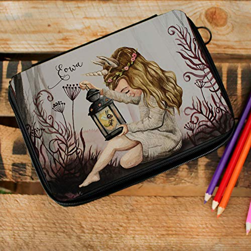 ilka parey wandtattoo-welt Gefüllte Federtasche mit Einhornmädchen Elva Schulstart Federmappe individuelles Federmäppchen & Namen Wunschnamen fm188