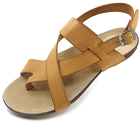 Harssidanzar Sandalias Piel Hombre, Bronceado, 39 EU