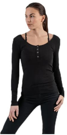 Pieces PCKITTE LS Top Noos B C Maglia a Maniche Lunghe, Nero (Black Black), X-Large Donna