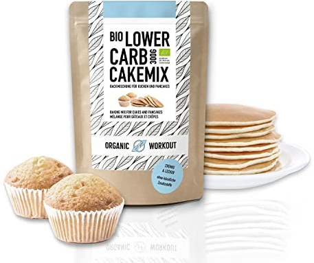 LOWER-CARB VANILLE CAKE-MIX - bio, sans gluten, pour gâteaux, pancakes, mugcakes, avec beaucoup de protéines - sans céréales, riche en protéines, édulcoré à l'érythritol Organic Workout