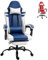 Vinsetto PU Leather Gaming Chair with Headrest, Footrest, Wheels, Adjustable Height, Racing Gamer Chair, Blue White