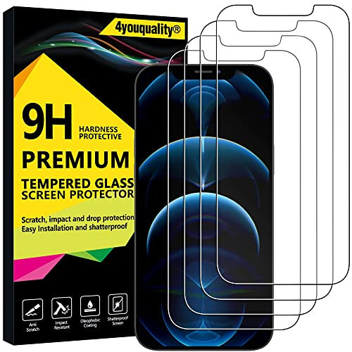 4youquality [4-Pack Screen Protector for iPhone 12 Pro Max (6.7-Inch), Tempered Glass Film, [LifetimeSupport][Anti-Scratch][Anti-Shatter]