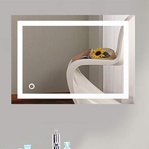 YIZHE Espejo de Pared baño con luz, Colgante, con LED Ronda Iluminado, 6400k,50x70 cm,ILuz Blanca fría, función antivaho