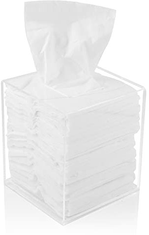 Acryl Taschentuchhalter, durchsichtige Taschentuchbox für Kosmetiktücher, Servietten, Trocknertücher. Perfekt für Badezimmer, Schreibtisch, Arbeitsplatz, Schminktisch (Quadratisch, Klar)