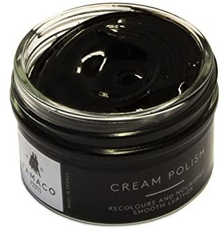Famaco 50ml Black Leather Deluxe Cream Polish for Boot and Shoe with Application Sponge - Long Lasting Shine Protector Kit for Boots and Shoes