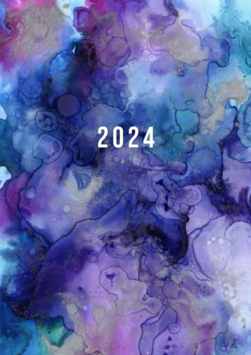 2024: A4 Wochenplaner mit Zeiteinteilung | Terminkalender mit Stunden 5 - 23h Tag | 1 Woche auf 2 Seiten mit Zeit | Kalenderbuch Planer Organizer ... Buchkalender Jahresplaner | Aquarell