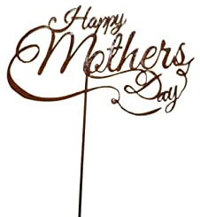 RiloStore 6 STK Metallstecker Happy Mothersday 20x10cm Rost Schönen Muttertag Stecker 35cm lang Dekostecker Weihnachtsdeko Deko Metallsterne Weihnachten Gartenstecker