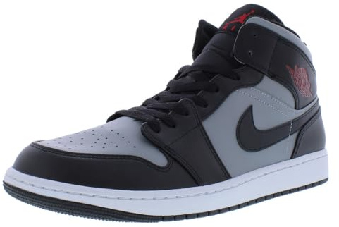 Nike Men's Air Jordan 1 Mid Sneaker, Black Gym Red Particle Grey, 12 UK
