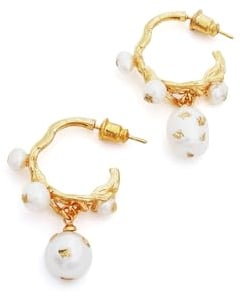C.Paravano Ohrringe Gold Creolen 18 Kt Vergoldet | Perlenohrringe für Frauen | Pearl Hoops | Ohrstecker | Gold Hoop Earrings