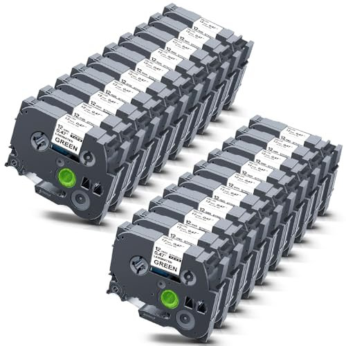 20x STRONIX Kompatibel Brother P-Touch Bänder TZe-731 TZe Schriftband TZ-731 Ub-731 Cassette 12mm Schwarz auf Grün Etikettenband für Beschriftungsgerät Brother Ptouch PT-H105 H100R H107B Cube Plus