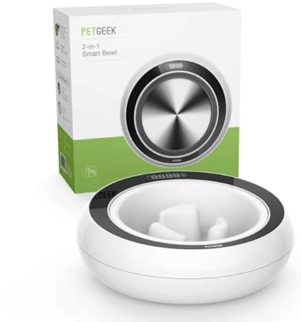 PETGEEK : Gamelle pour Chien Intelligente, gamelle Anti glouton, pesée de la Nourriture, Bol Interchangeable, Lavable Lave-Vaisselle