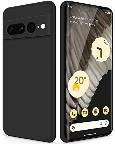 GiiYoon Cover in Silicone Compatibile Google Pixel 7 Pro, Custodia in TPU Antiurto Sottile con Strato Interno in Fibra Case e Protezione della Fotocamera, Nero