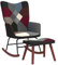 Bussandri Exclusive - Schaukelstuhl mit Hocker Patchwork Stoff