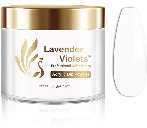 Lavender Violets 120g White Dip & Acrylic Powder 2 in 1 Acrylic Nail Powder Polymer Professional Acrylic Application for Nail Extension Strengthen 3D French Nail Carving Manicure Large Capacity L002