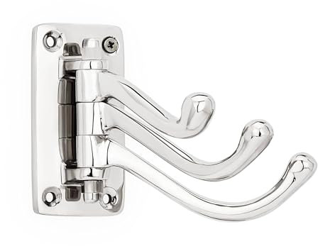 NKlaus Schwenkbarer 3-fach Kleiderhaken – Massives Messing, Silber – Platzsparende Wandhaken für Garderobe, Bad & Flur – Maritimer Haken 11789