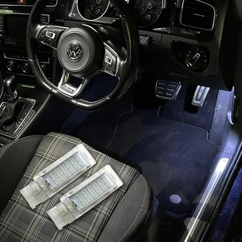 GBrite Lot de 2 lumières intérieures de porte de voiture pour Golf MK5 MK6 MK7 7,5 LED VW Blanc SMD OEM Remplacement