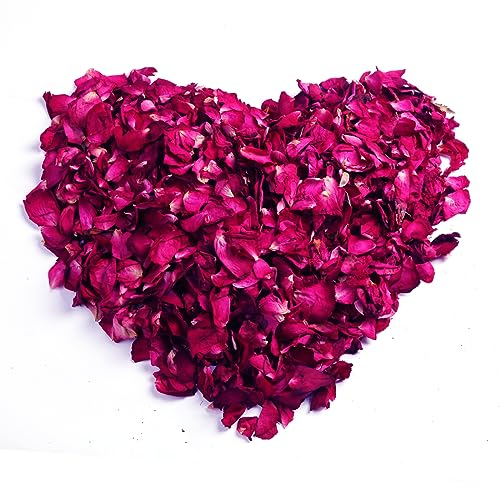 HXJDAM 120g-Petali di rose secche naturali veri fiori secchi rossi per pediluvio, bagno, spa, carta colorata per matrimoni, appuntamenti fai da te, proposta di matrimonio
