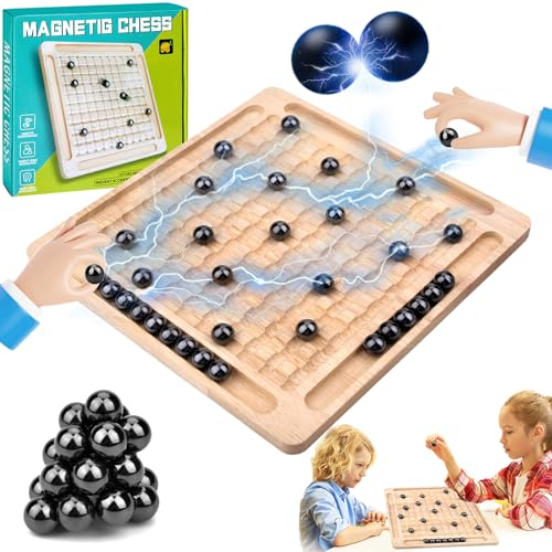 Jadyon Lustiges Magnetisches Schachbrett - Magnetisches Schachspiel mit 20 Magnetischen Steinen, Tragbares Spielbrett fr Familientreffen Und Camping. 4 Spieler, Ab 6 Jahren