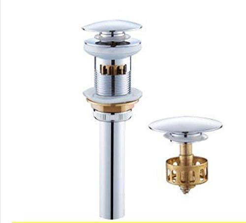 Lavabo de salle de bain largement répandu monté sur pont en laiton doré/chromé, 3 trous, double poignée et robinet d'eau froide Pop Up-pop_up_with_Overflow