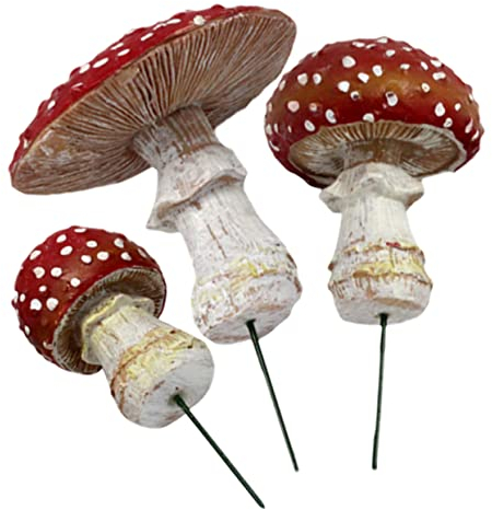 Supvox 3st Harz- -Ornament Minipilze Zum Basteln Feengartenpilz Minifiguren in Großen Mengen Miniatur-harzpilze Gartenpilzstatue Leuchtende Pilze Winziges Pilzdekor Skulptur Eisen Glas