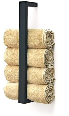 DanDiBo Handtuchhalter Metall Schwarz Wand Handtuchhaken 96499 Schmal Handtuchleiste Hakenleiste Modern Küche Bad Badtuchhalter