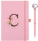 Personalisiertes A5 Notizbuch mit Initialen, PU Leder Journal mit Stift, Tagebuch für Erwachsene Schule Freundin Schwestern Mädchen Frauen Kollegen Geburtstag Abschluss Geschenk Muttertagsgeschenk(C)