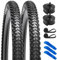 YunSCM 2 neumáticos de nailon 120TPI a prueba de pinchazos, 29 x 2,25 pulgadas, cubierta 57-622 y 2 unidades de manguera de 29 pulgadas AV32 mm compatible con bicicletas de montaña, bicicletas de
