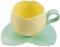 Luxshiny Taza De Café Con Platillo Taza De Café Con Forma De Tulipán Taza De Café Con Flores Taza De Tulipán De Cerámica Para Té Con Leche Café Leche Amarillo (300Ml)