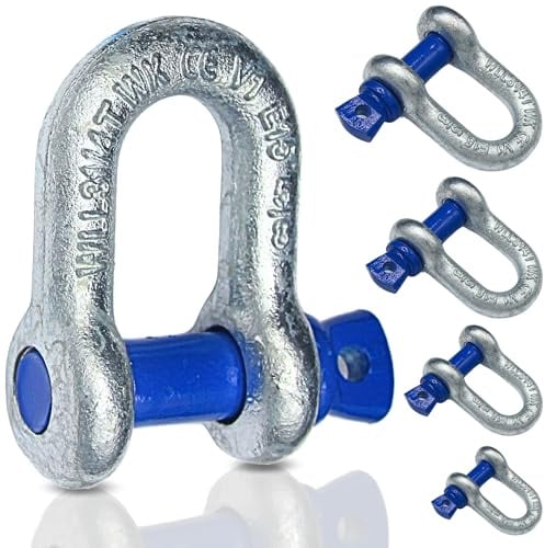 Schäkel gerade 0,5t - 12t | Schäkel Set Stahl galvanisch verzinkt | 2, 4, 10 Stück | Version Schäkel 1,5t 2 Stück