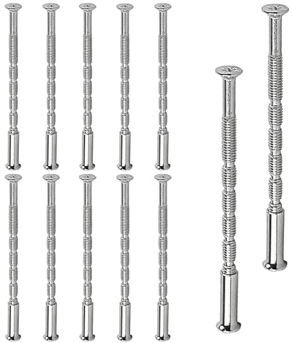 UTXN 12 PCS M3 Door Handle Fixing Screws and Sleeves: Universal M3 Screw Connecting Bolts & Sleeves for Doors Cabinet Drawers (Silver)