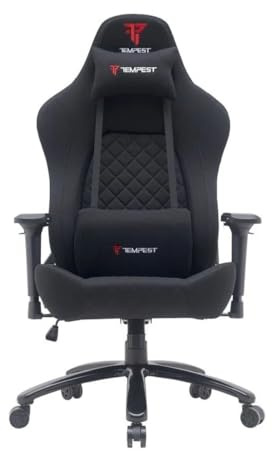 Tempest Thickbone Silla Gaming XXL, Tela Transpirable, hasta 250kg, Reposabrazos 4D, Reclinable 180°, Pistón Clase 4, Base 370mm, Silla Gamer Negra