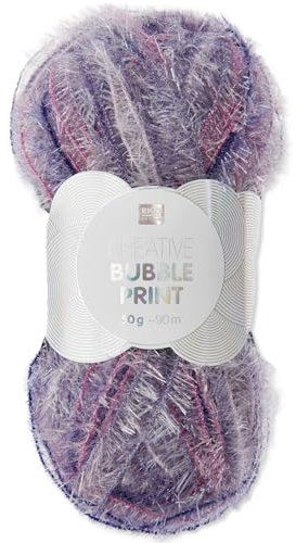 Frida's Wollhaus Rico Design 50 g Creative Bubble Schwammgarn Wolle Stricken Häkeln 57 Farben (007 | Print Aubergine)