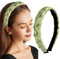 FloralGrace 1 Stück haarreifen Damen Haarreif Grün Samt Haarreif Geflochtener Damen Trachten Breit Vintage Haarband Mode Stirnbänder Haarband Für Frauen Make Up