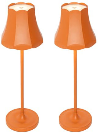 Qazqa - Retro Set mit 2 Retro-Nachttischlampe | Tischleuchte I Tischlampe I Lampe I Leuchten orange wiederaufladbar IP44 - Granny Dimmer I Dimmbar I Außenbeleuchtung - Aluminium Länglich - I LED