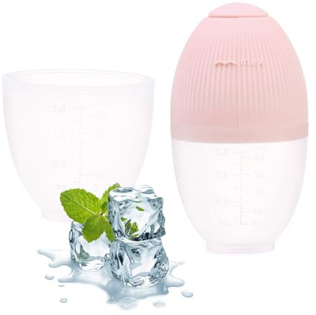 Ice Roller, Silikon Eis Gesichtsroller, Facial Ice Face Roller, Eisroller Gesicht Auge Massagegerät, Ice Face Roller Wiederverwendbares, für Pore Verkleinern, Falten Aufhellen, Hautpflege (Rosa)