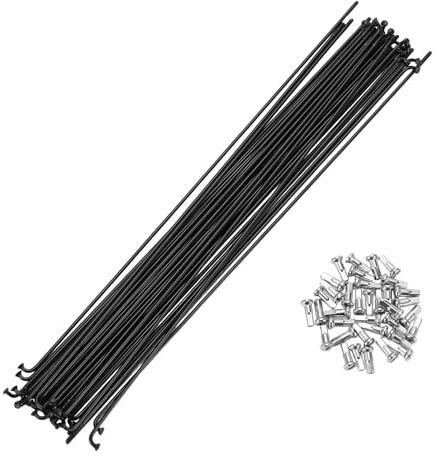 A ABSOPRO Radios para Bicicleta De Montaña 14G, Acero Negro, 36 Piezas