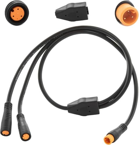 Y-Split Extension Cable 1T2 Wire 3pin with WaterProof Connector for Ebike Light, Gear Sensor and Brake in Ebike Conversion Kit (2PCS,24“ in Length, 2 Female to 1 Male)