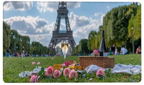 Eiffel Tower Extra Large Gaming Mouse Mat (36x16x0.12inch) Oversize - XXL Mouse Pad - Green Desk Pad Extended – for Precision and Speed - Non-Slip Rubber Base Desk Mat – For Mouse and Keyboard 6-0